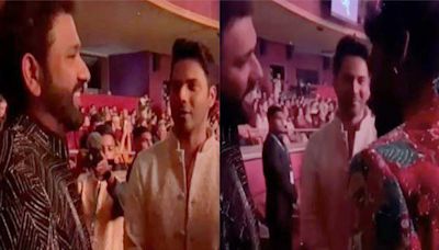 T20 World Cup-winning captain Rohit Sharma attends Anant-Radhika's sangeet, check out how Varun Dhawan, Atlee congratulated him