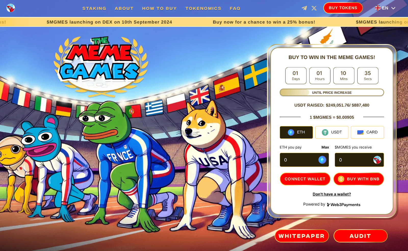 Crypto's 'Official' Paris Olympics Meme Coin The Meme Games Rockets Past $250k Raised In A Week