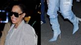 La La Anthony Gets Pointy in Calf-High Denim Retrofête Boots in NYC Ahead of Met Gala