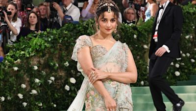 Alia Bhatt’s Met Gala 2024 custom Sabyasachi sari featured precious gemstones and a 23-foot-long train