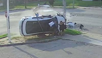 Old payphone pedestal may have saved 2 pedestrians from car rolling over them