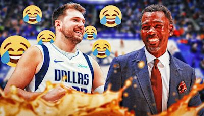 Luka Doncic's face after Mavericks' Michael Finley steals beer is so relatable