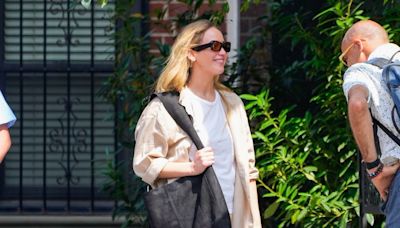 Jennifer Lawrence Keeps Cool in Summer's Hottest Parachute Pants—and $1,050 Slides