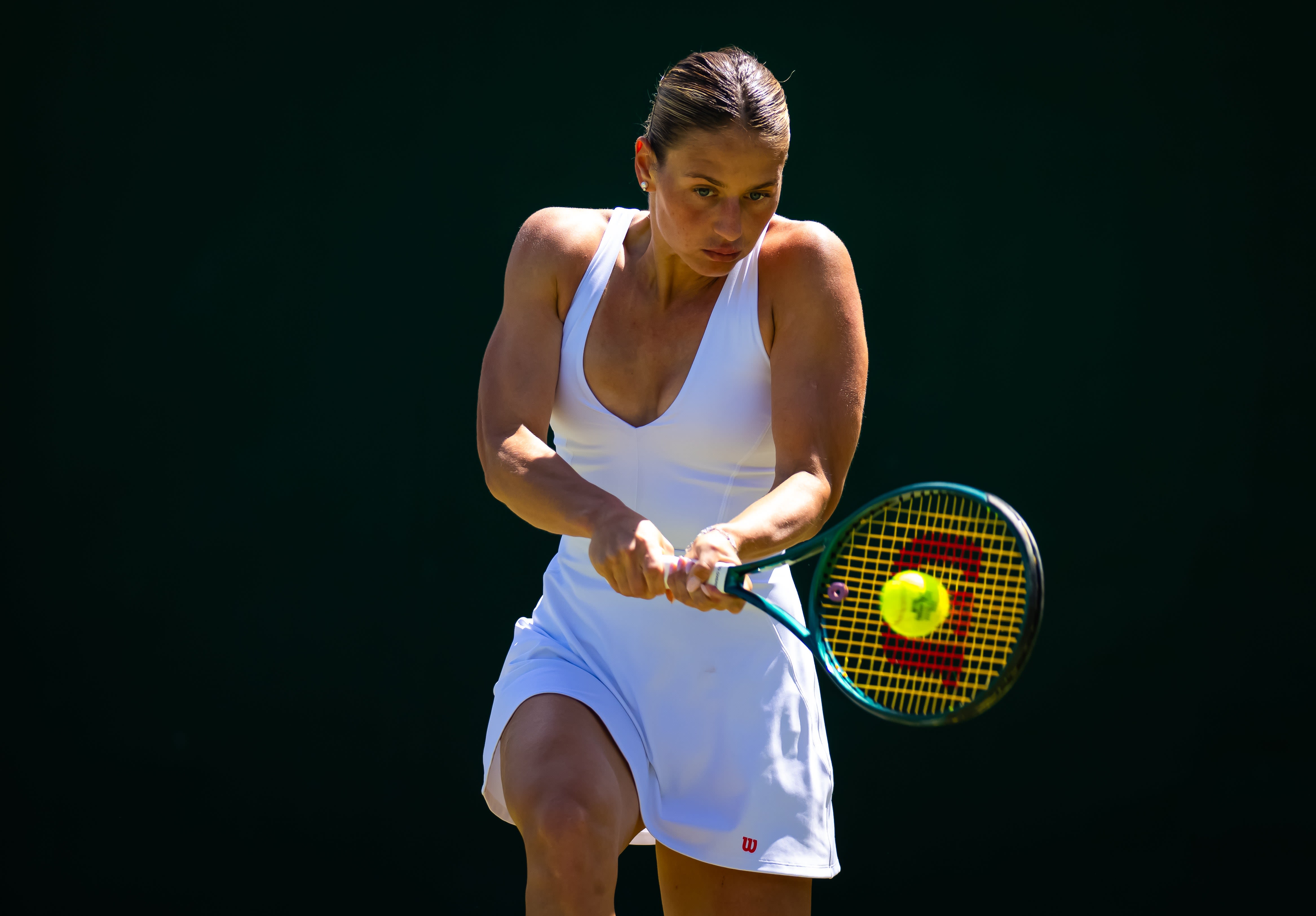 Marta Kostyuk Just Won Her Wimbledon Match in the Tennis-Dress Version of Her Wedding Gown