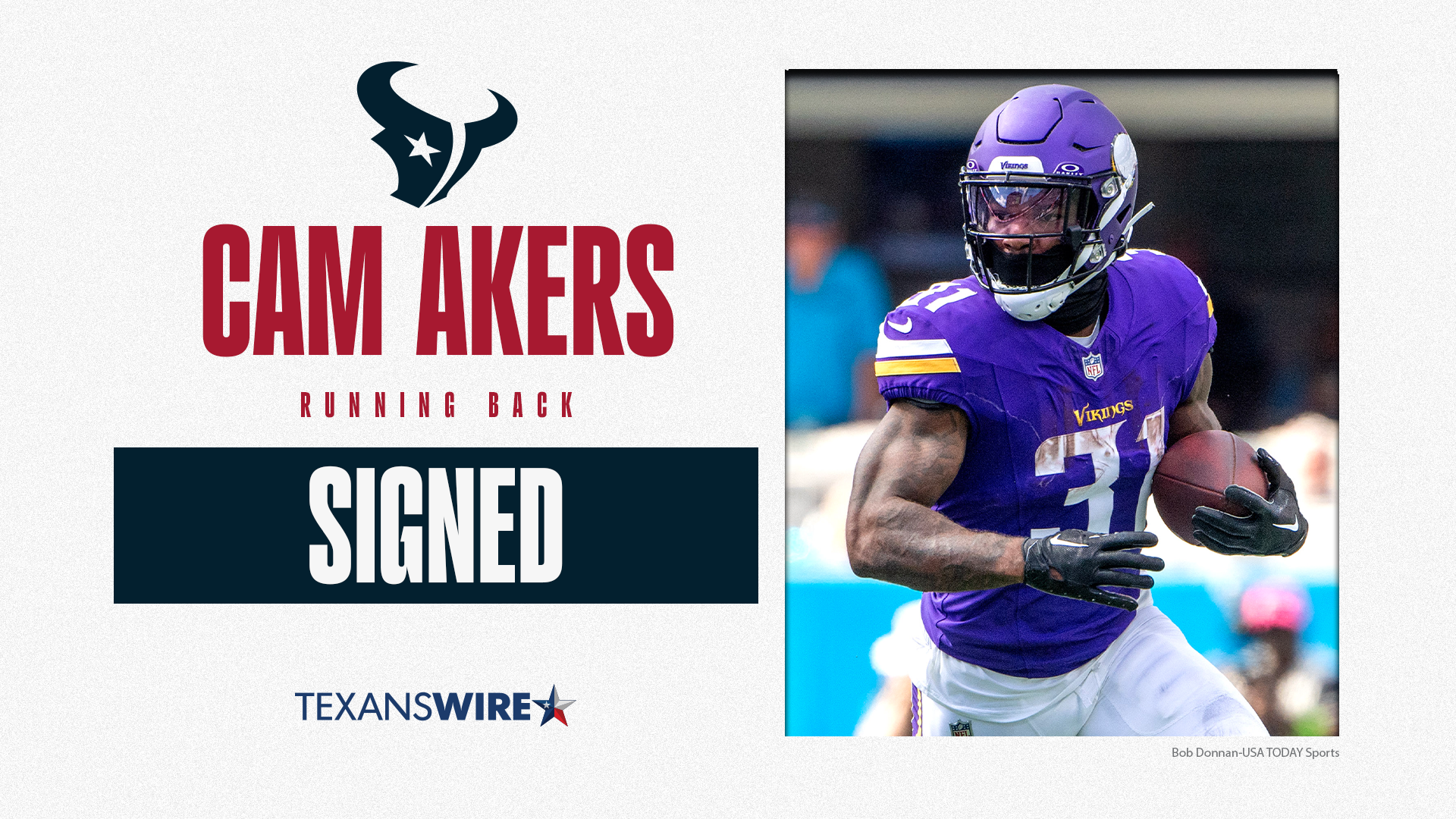 Texans to sign former Vikings RB Cam Akers