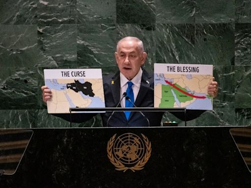 Netanyahu's Maps At UN Show India As "Blessing", Iran And Iraq As "Curse"