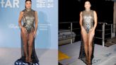 Eva Longoria Embraces the Sheer Trend in Sequined Alberta Ferretti Gown at AmfAR Gala in Venice