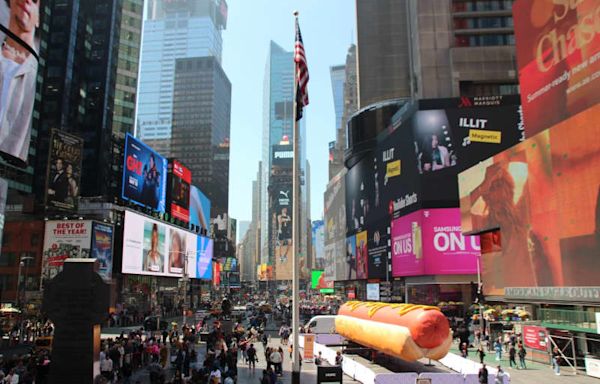 Times Square's latest landmark? A huge (even by US standards) hot dog