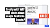 Australia did not sign treaty with World Economic Forum to 'close banks'