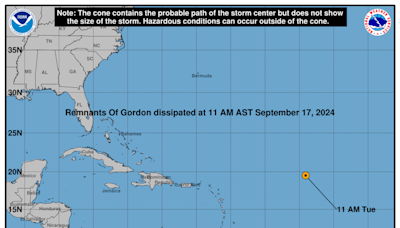 Latest update from the NHC on Remnants of Gordon for Tuesday, Sep 17