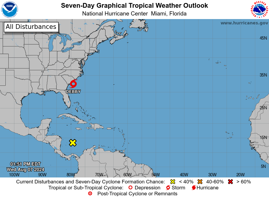 CSU predicts 85% chance of hurricane activity Aug. 6-19. Debby strengthening