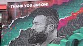 Jason Kelce mural unveiled at neighborhood Dunkin' in Delaware County