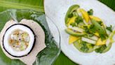 Take a trip to the beach with coconut ceviche and mango salad