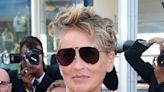 Sharon Stone Has a Shady Surprise at Cannes Film Festival in Red Bejeweled Dress & Sandals for ‘Elvis’