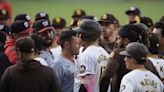 Benches clear after Nationals catcher Keibert Ruiz jaws with Jurickson Profar