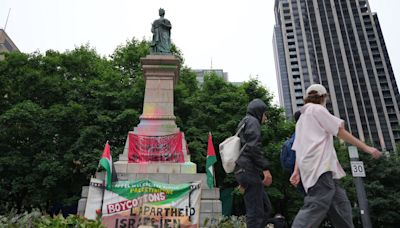 Pro-Palestinian protesters and counter-protesters face off at new downtown Montreal encampment