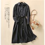 【依在風尚】氣質棉麻連衣裙長袖日系女裝黑色長裙2022新款秋季裙子現