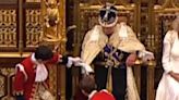 King Charles appears to get frustrated with robe during State Opening of Parliament