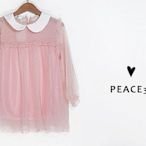 【PEACE33】韓國韓版服飾。軍綠內搭蕾絲連身長版 桃粉雪紡娃娃上衣。最後現貨優惠
