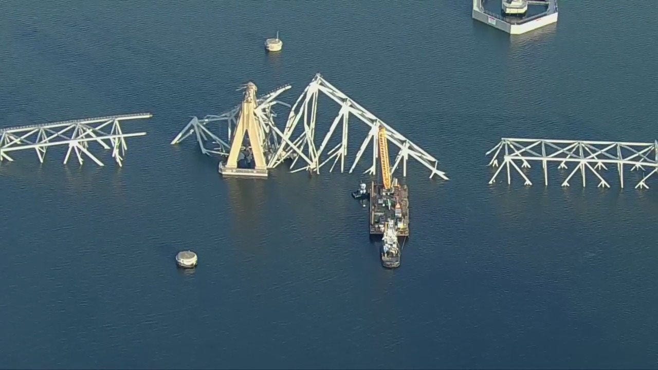 Crews expected to conduct controlled demolition as Key Bridge clean up continues