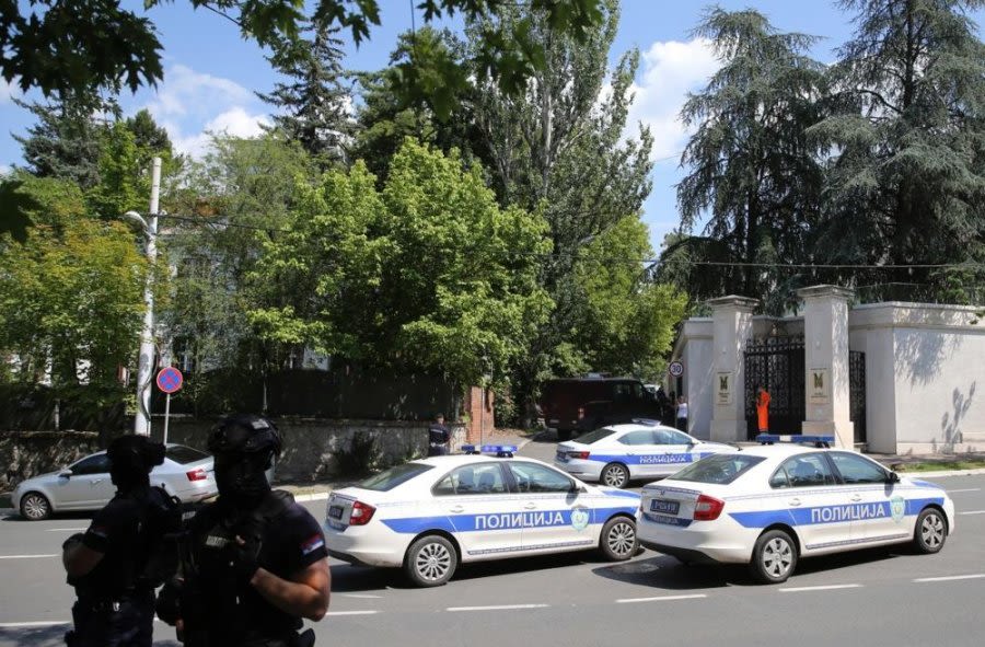 'Terrorist' killed after officer attacked with crossbow near Israeli embassy in Serbia