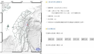 花蓮連兩起規模5.9地震 氣象署：都屬403餘震南北應力調整