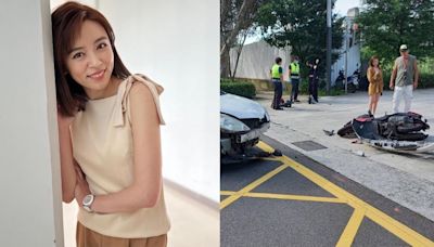 驚！王瞳今早林口出車禍 對撞機車「車頭全毀」意外現場照曝光