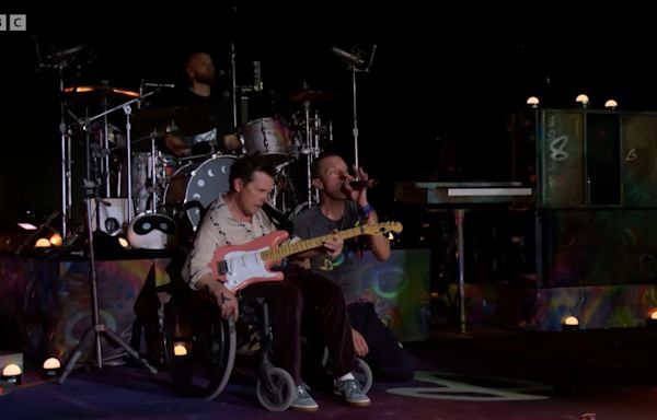 Michael J. Fox Plays Guitar During Coldplay's Set at Glastonbury