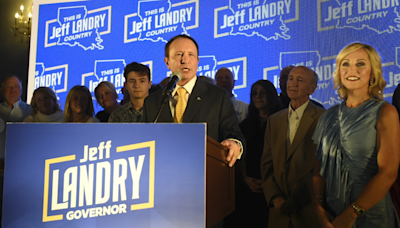 Louisiana Gov. Jeff Landry holding signing bill ceremony