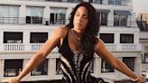 Kelly Rowland Looks Glamorous as She Poses for a Photo Shoot on a Balcony in Paris