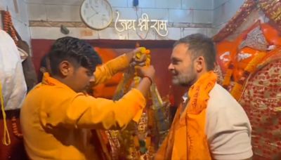 Uttar Pradesh: Congress Leader Rahul Gandhi Visits Raebareli, Offers Prayers At Hanuman Temple; Watch