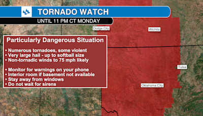 Tornado Watch until 11 p.m. for central Oklahoma