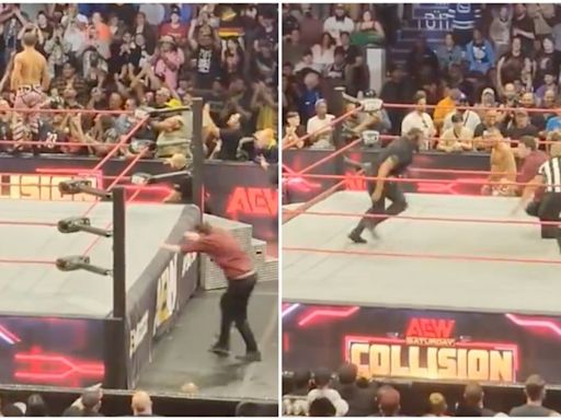 Fan jumps into the ring during AEW event - gets immediately dealt with in brutal fashion