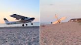 Small aircraft plows into sand during emergency landing on Long Island beach