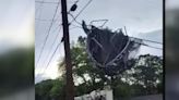High winds pick up, throw trampoline into power lines; neighbors wonder who will clean it up
