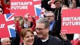 Britain's main opposition Labour Party leader Keir Starmer embraces newly elected East Midlands Mayor Claire Ward