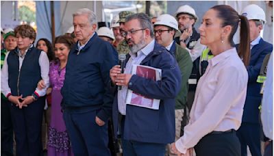 AMLO y Claudia Sheinbaum supervisan obras de transporte