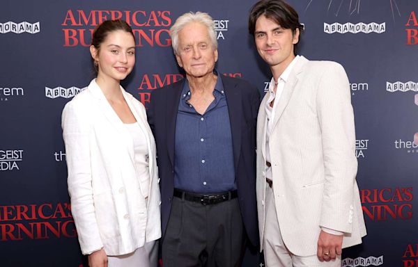Michael Douglas Makes Rare Red Carpet Appearance with Daughter Carys and Son Dylan in New York City