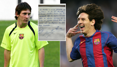 Napkin which sealed Lionel Messi's Barcelona move sells for crazy amount at auction