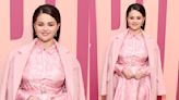 Selena Gomez Channels ’60s Style in Pink Versace Dress at Rare Beauty Soft Pinch Luminous Powder Blush Launch Party