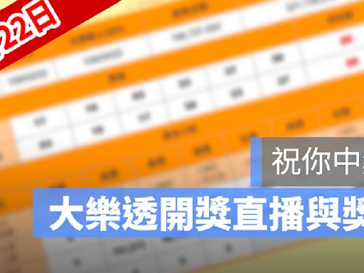 3月22日大樂透開獎直播：大樂透幾點開獎、得獎號碼、獎金看這裡