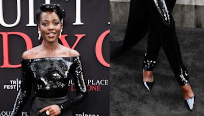 Lupita Nyong’o Glitters in Custom Prada Jumpsuit and Pointed Pumps at ‘A Quiet Place: Day One’ Premiere in New York City