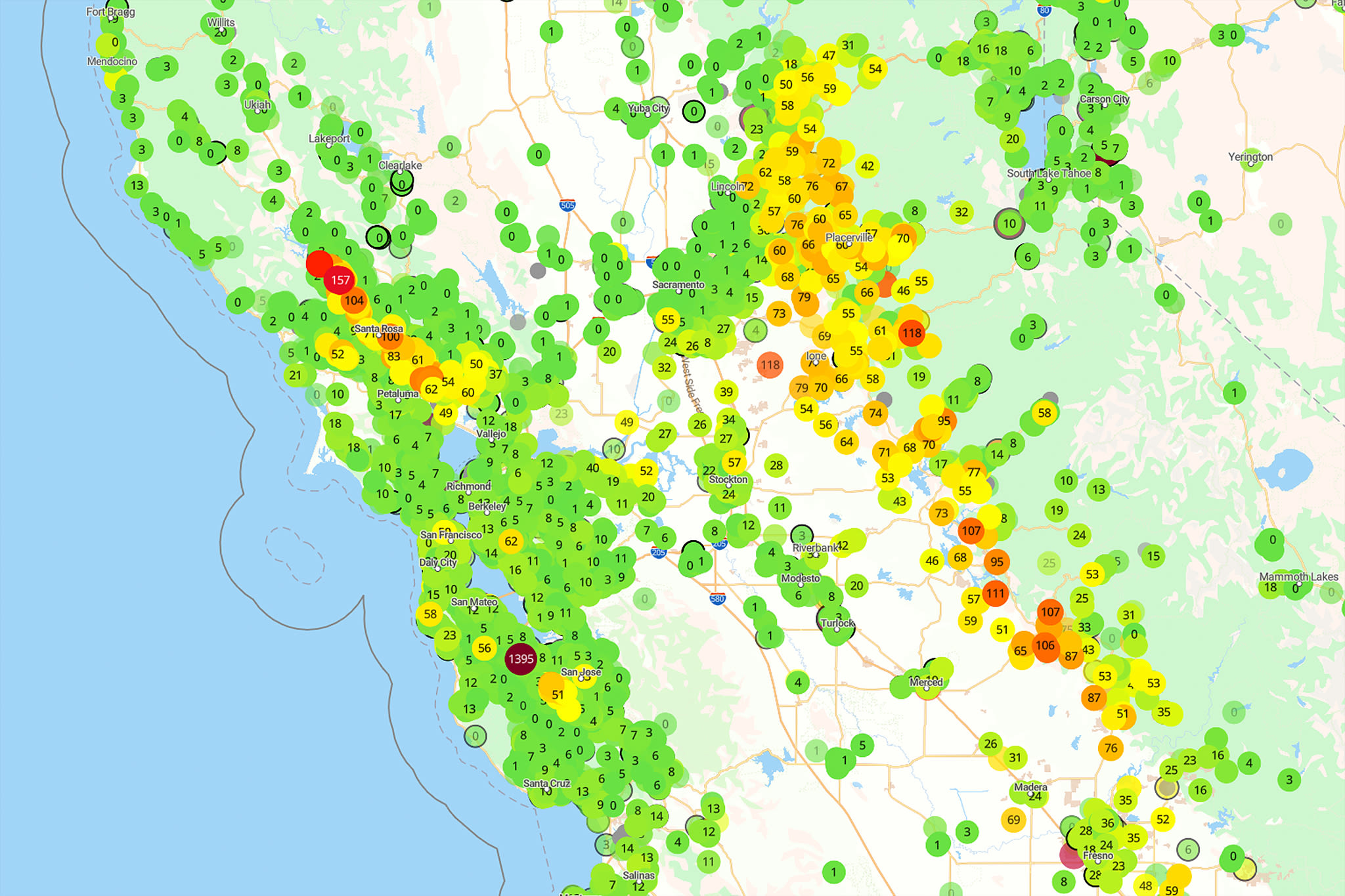 Wildfire smoke from Bay Area Point Fire creates poor air quality