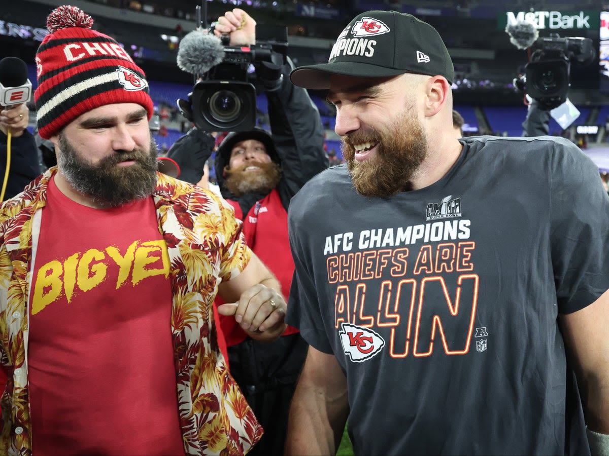 Travis Kelce attends Taylor Swift Eras Tour in London with Jason Kelce and Kylie Kelce