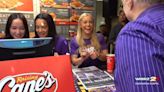 LSU gymnastics team flips routine, works shift at Raising Cane's