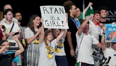 Ryan Murphy surprised with poolside gender reveal after race