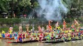 廣州石牌村舉行龍船採青儀式 三代同舟賡續「船」承