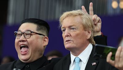 Kim Jong Un and Donald Trump lookalikes goof around at the Olympics