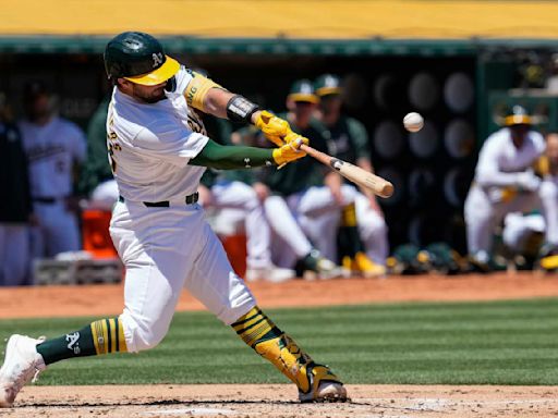 Shea Langeliers drives in 8 runs against hometown Texas Rangers as Athletics split doubleheader