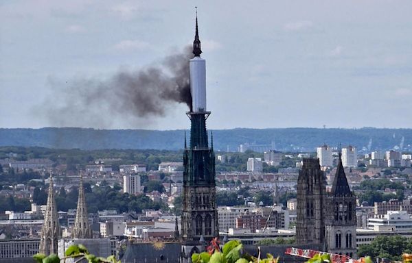 Rouen cathedral evacuated after spire catches fire